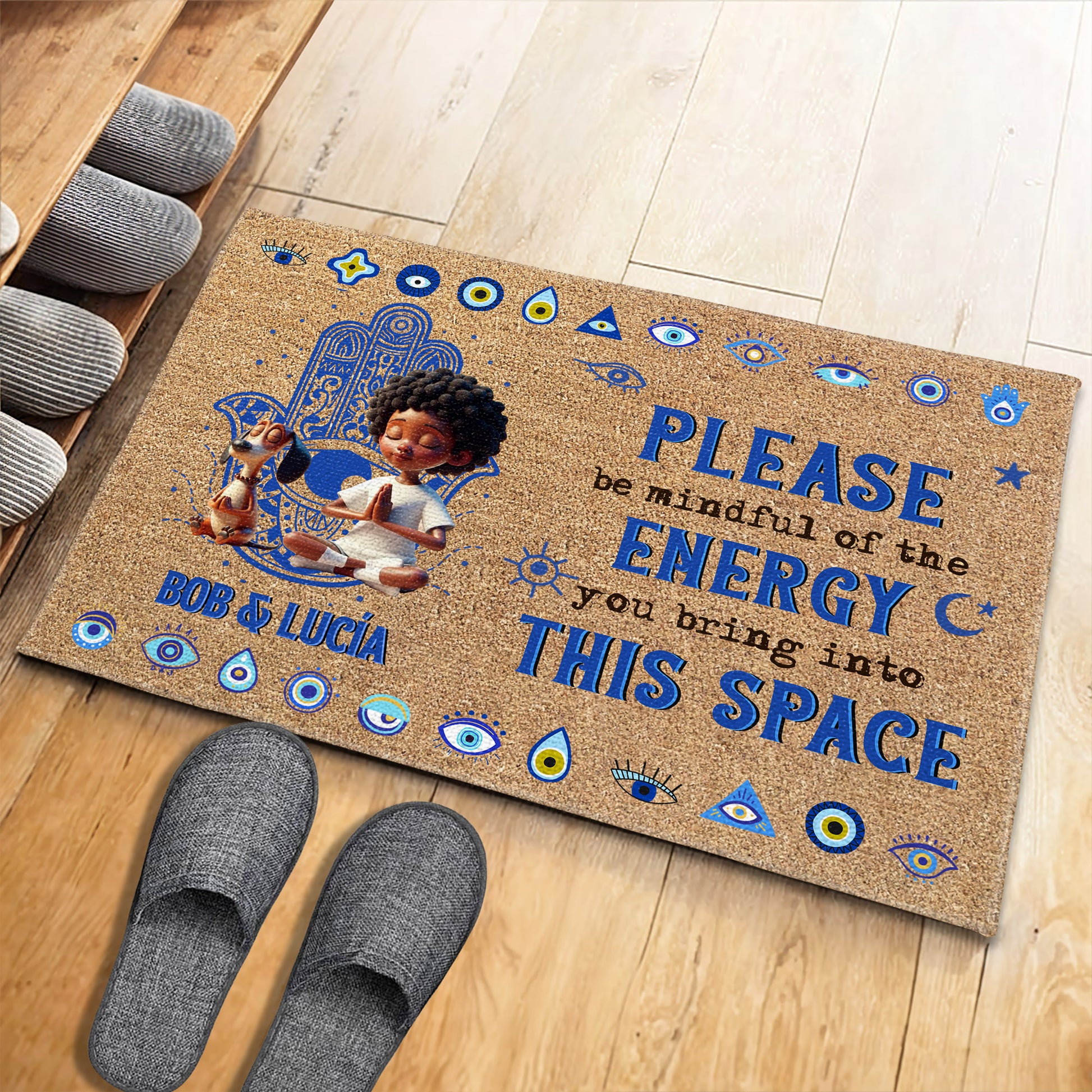 Mindful Energy Space With Meditating Child And Evil Eye