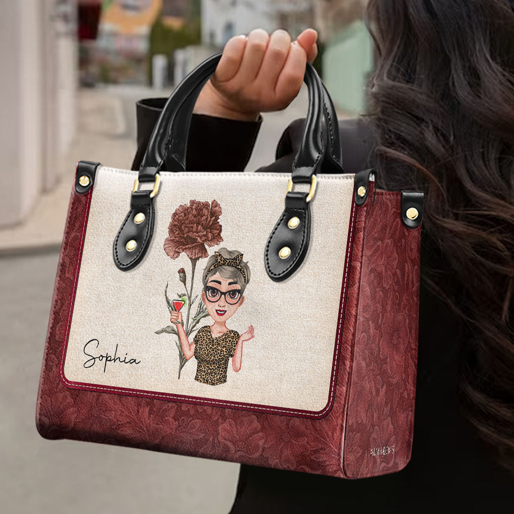Embrace Your Unique Style With Fashionable Woman And Flower - Personalized Custom Leather Handbag - DTG023_HB