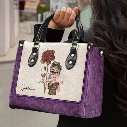 Embrace Your Unique Style With Fashionable Woman And Flower - Personalized Custom Leather Handbag - DTG023_HB