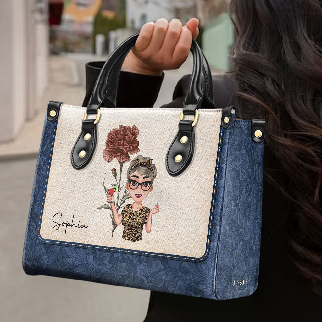 Embrace Your Unique Style With Fashionable Woman And Flower - Personalized Custom Leather Handbag - DTG023_HB
