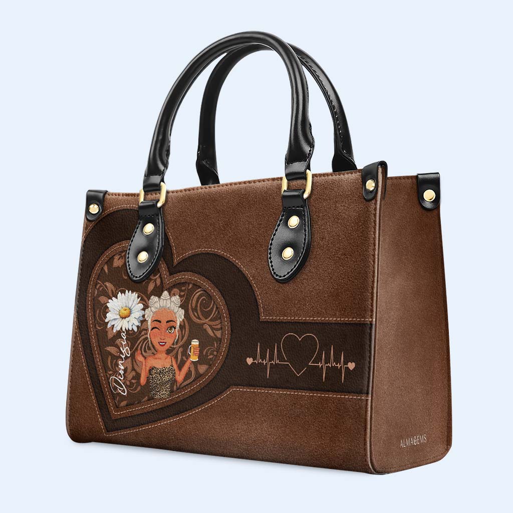 A Lady Enjoying Her Wine With Heart Design