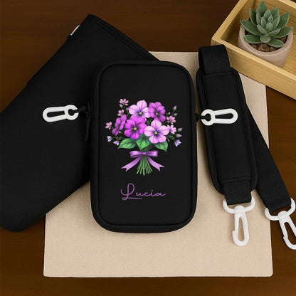 Sac porte-bouteille personnalisable à motif floral - Sac porte-bouteille personnalisé - DTG026_BCB