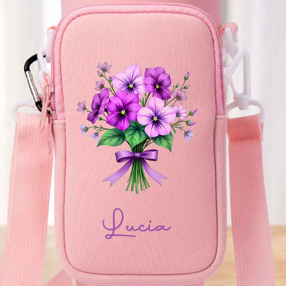 Sac porte-bouteille personnalisable à motif floral - Sac porte-bouteille personnalisé - DTG026_BCB