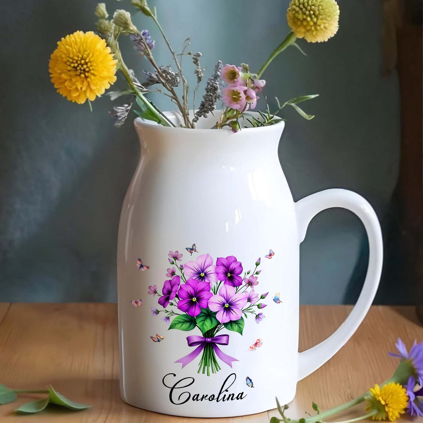 Create a Beautiful Centerpiece With This Ceramic Flower Vase, Flowers and Butterflies