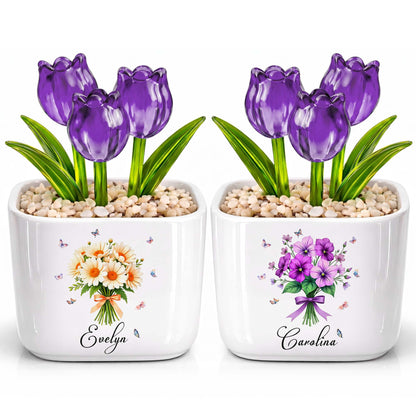 Blooming With Love And Beauty Custom Birth Month Flower And Tulip - Personalized Custom Glass Everlasting Tulips - DTG026_GLATU