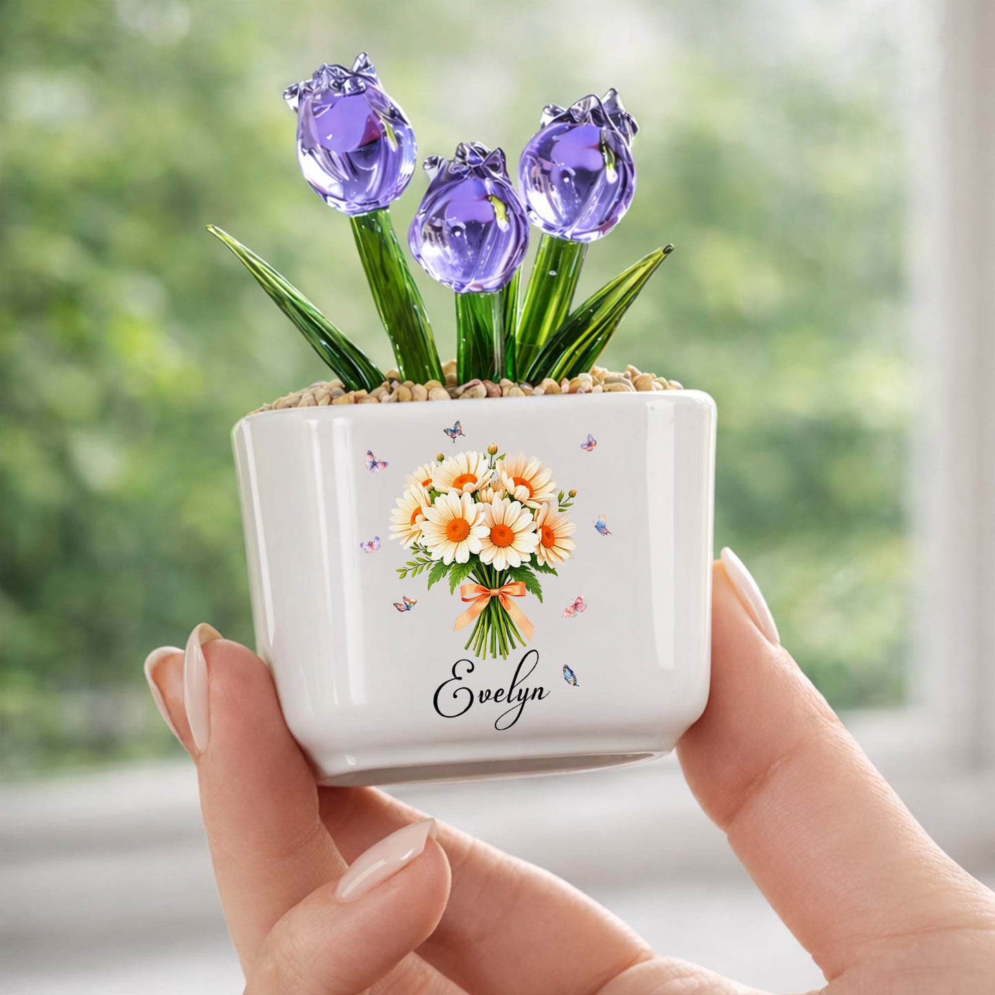 Blooming With Love And Beauty Custom Birth Month Flower And Tulip - Personalized Custom Glass Everlasting Tulips - DTG026_GLATU