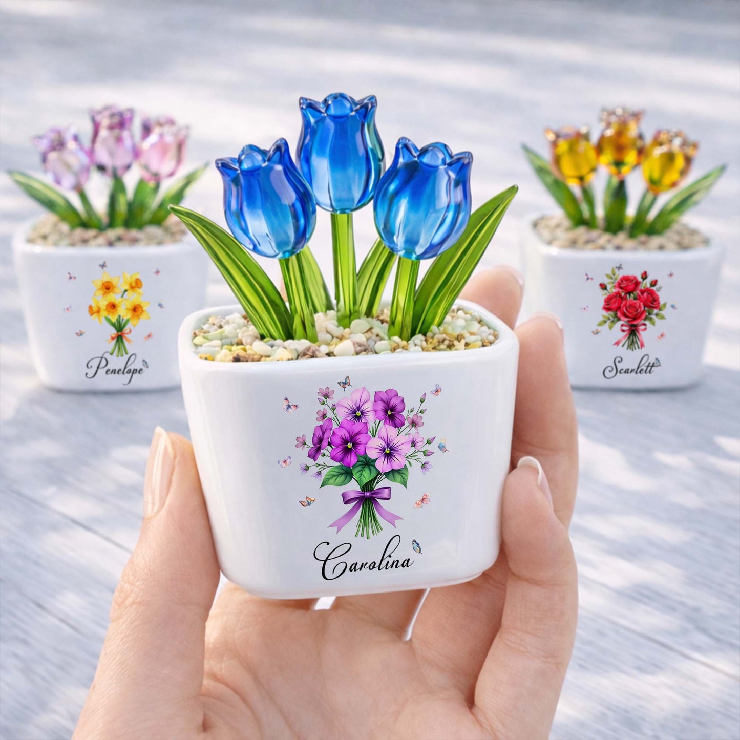 Blooming With Love And Beauty Custom Birth Month Flower And Tulip - Personalized Custom Glass Everlasting Tulips - DTG026_GLATU