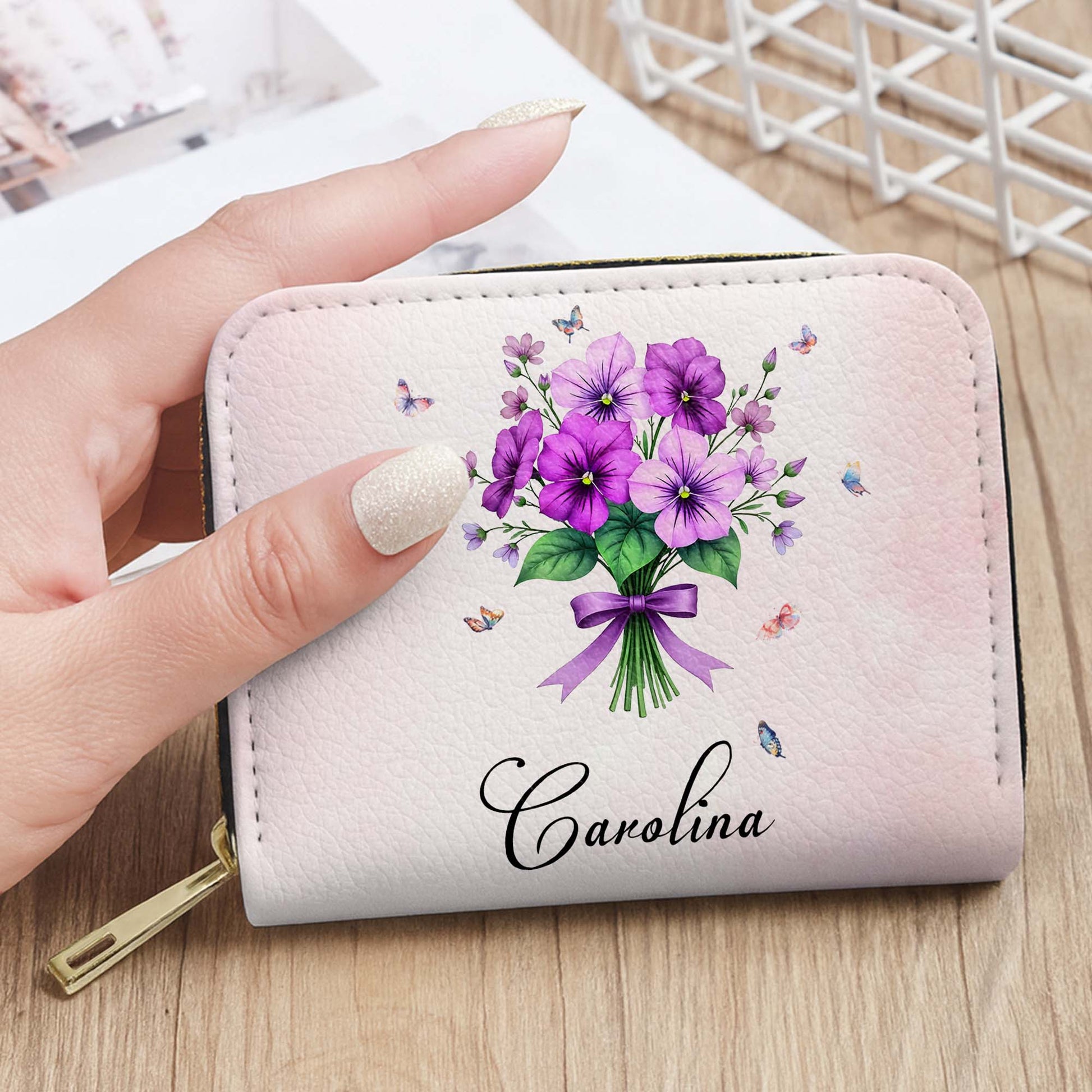 Beautiful Bouquet And Dainty Butterflies Mini Wallet