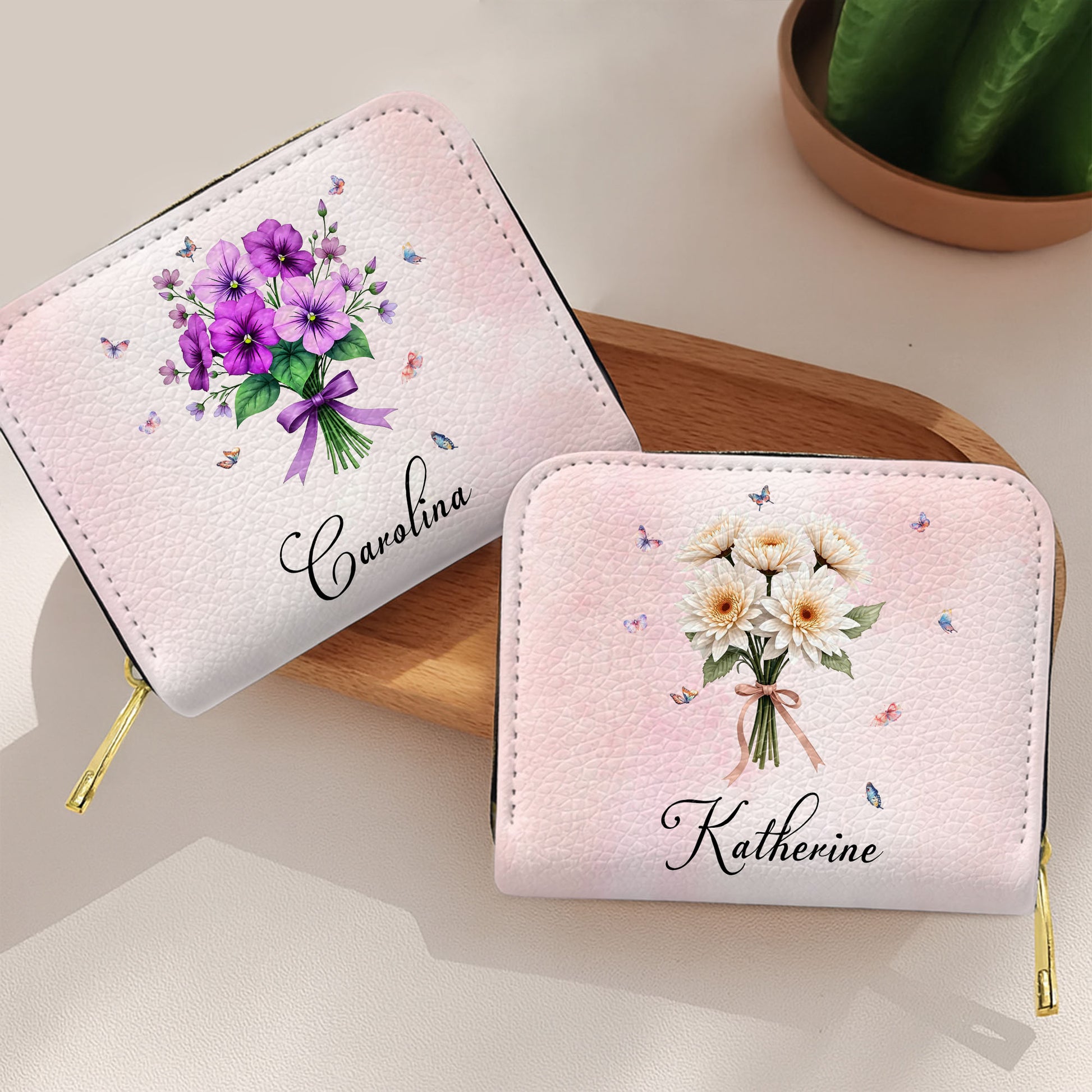 Beautiful Bouquet And Dainty Butterflies Mini Wallet