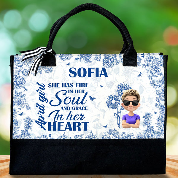 She Has Fire In Her Soul And Grace In Her Heart Tote - Personalized Canvas Tote Bag - DTG033_CTOT