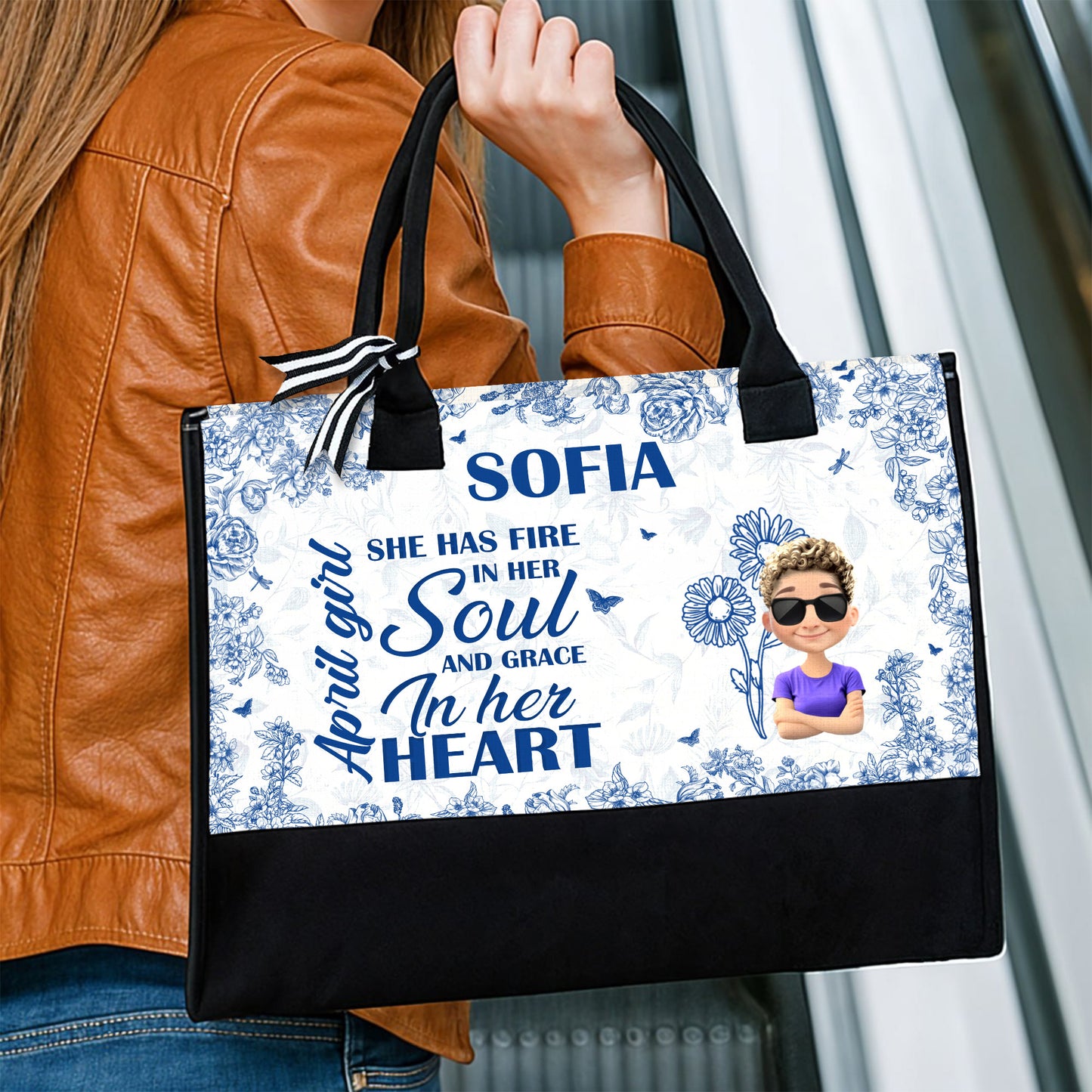 She Has Fire In Her Soul And Grace In Her Heart Tote - Personalized Canvas Tote Bag - DTG033_CTOT