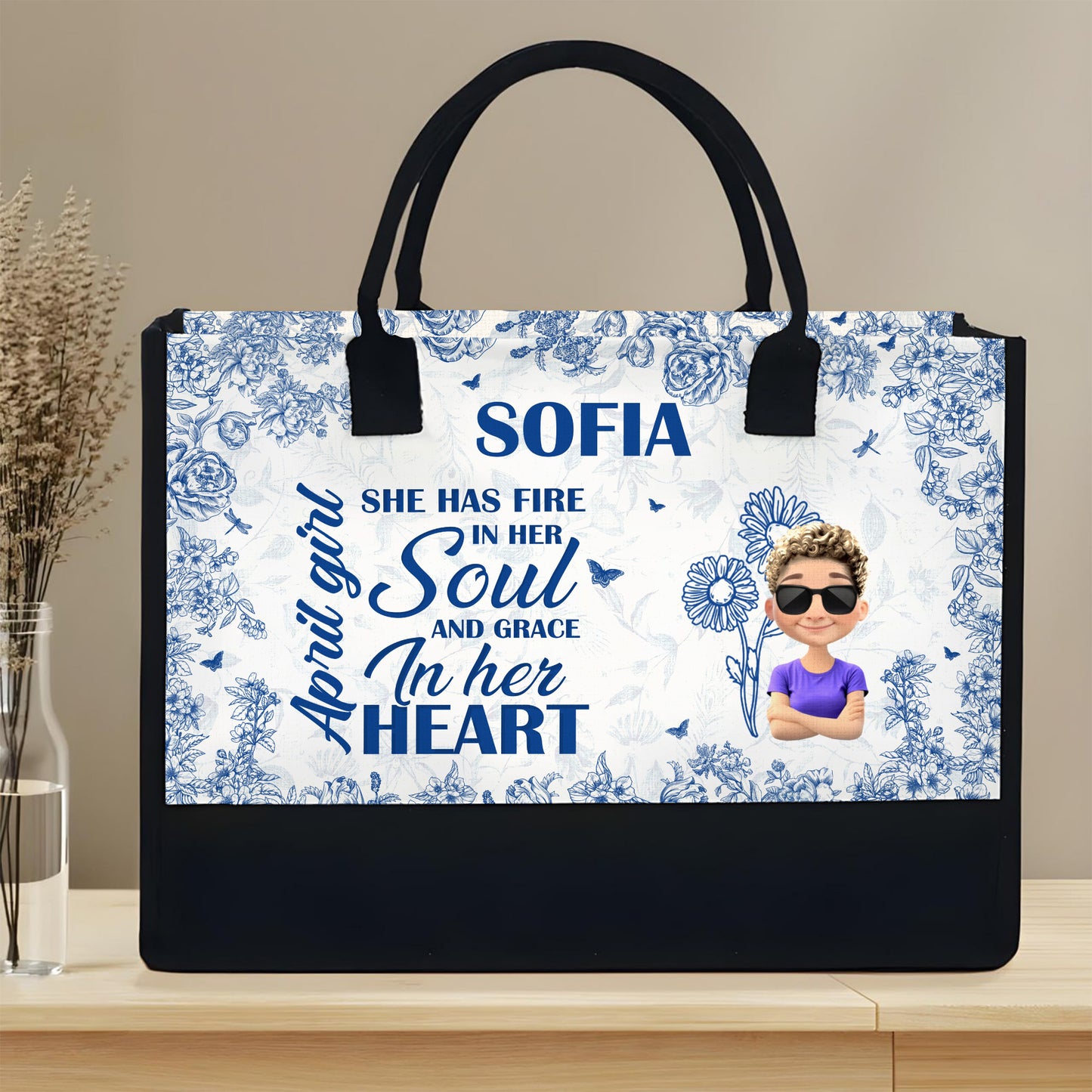 She Has Fire In Her Soul And Grace In Her Heart Tote - Personalized Canvas Tote Bag - DTG033_CTOT