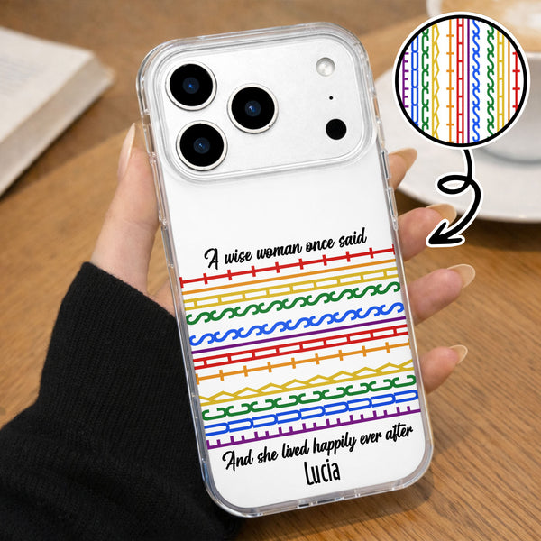 A Wise Woman Once Said And She Lived Happily Ever After Colorful Embroidery Patterns - Personalized Clear Phone Case - DTG039_PHC
