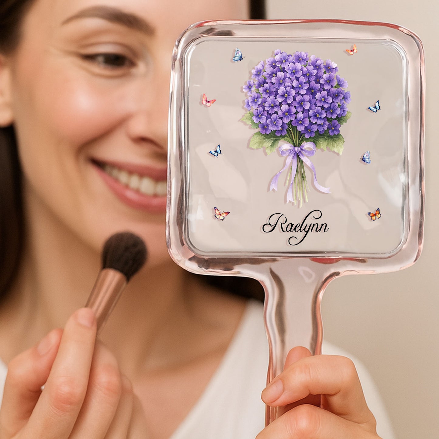 Delicate Bouquet of Hydrangeas Surrounded by Butterflies