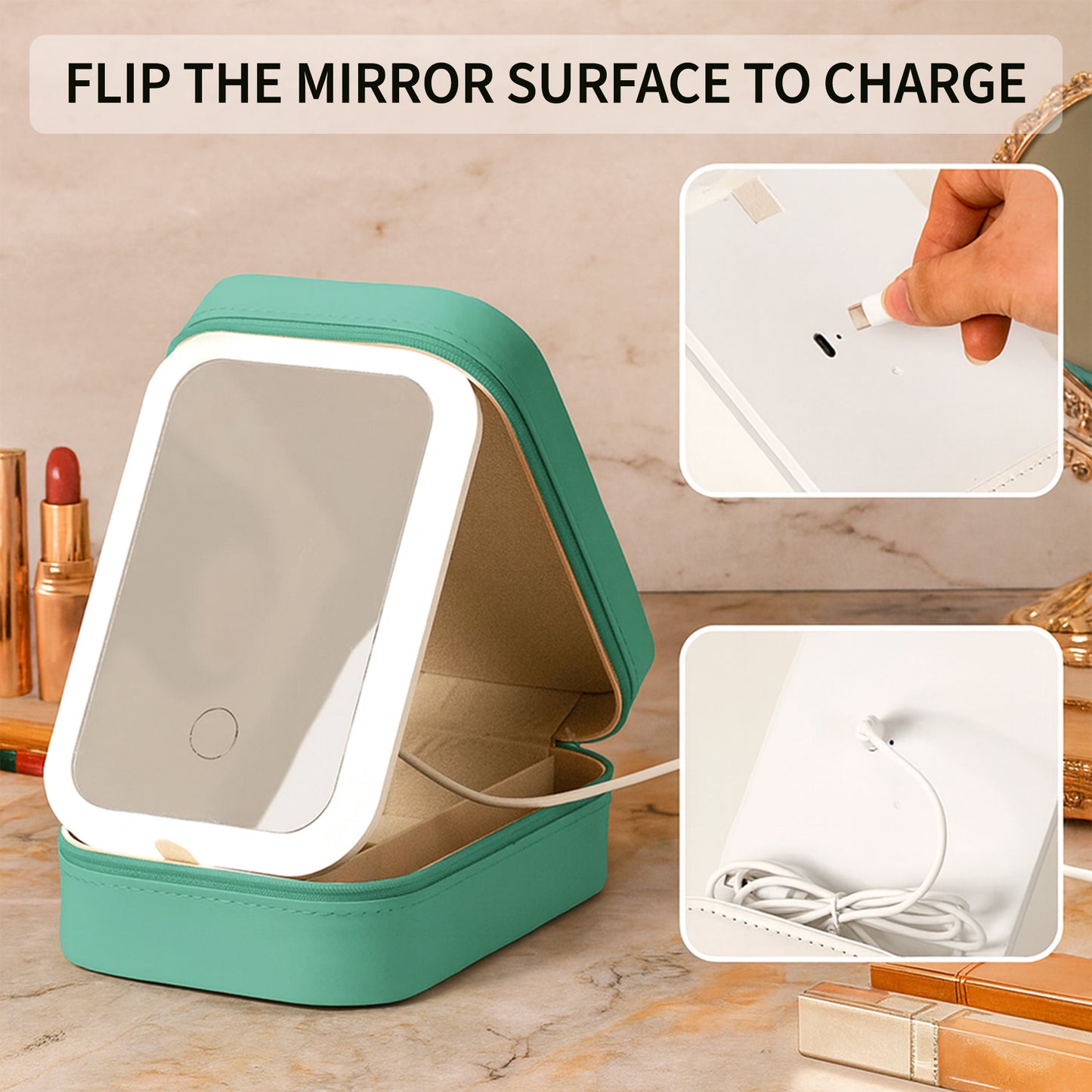 I Am Unique, I Am Strong, Motivational Phrases - Personalized Custom Jewelry Box With LED Mirror - DTG058_LEBOX