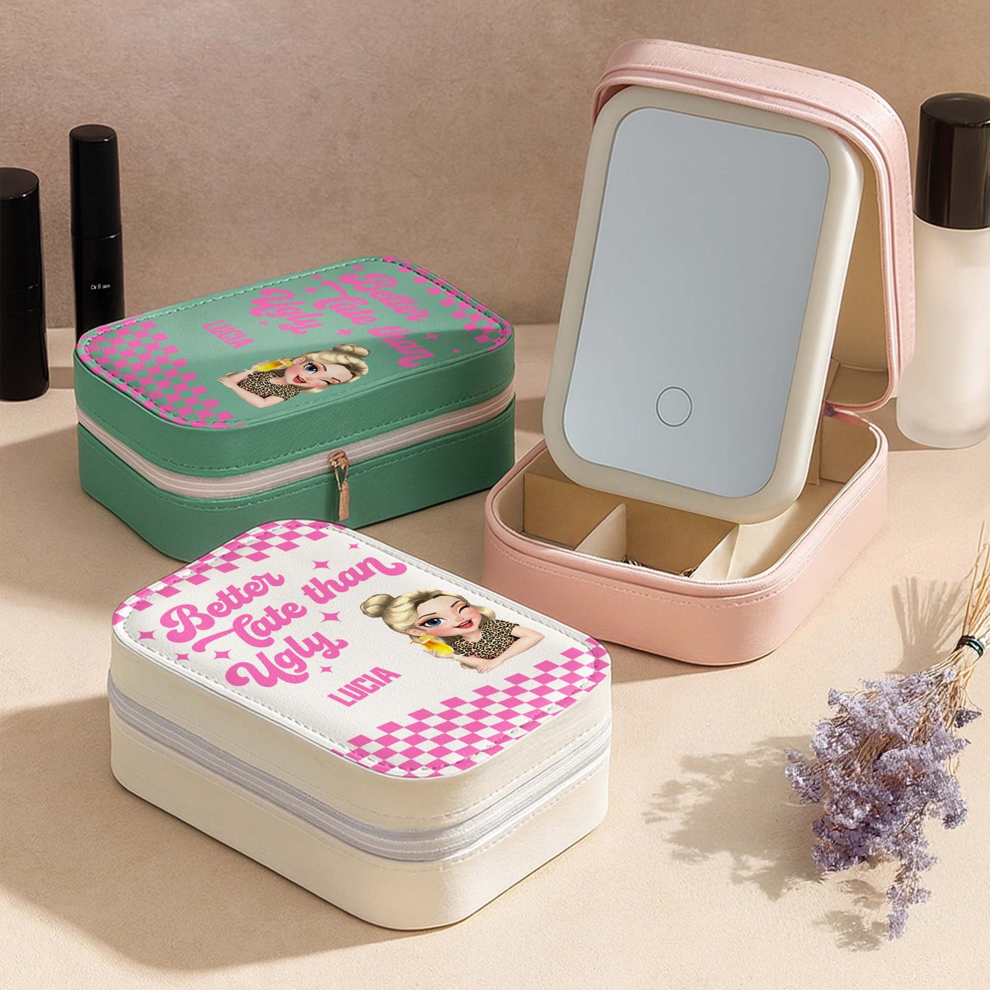 Better Late Than Ugly, Cartoon Character, Checkered Pattern