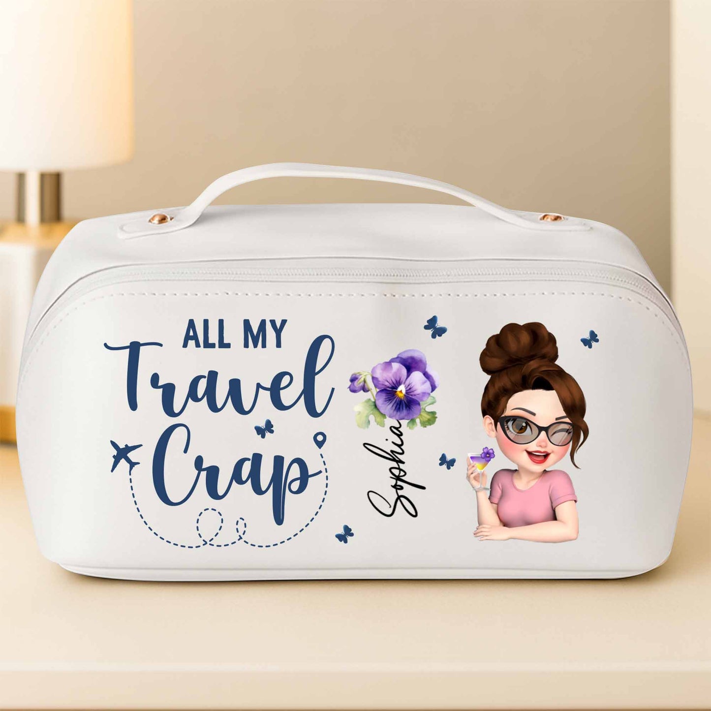 All My Travel Cr*p With Flowers And Cartoon Character