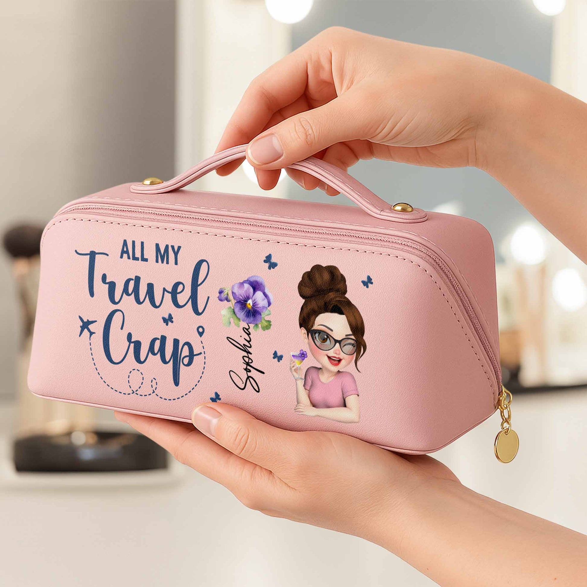 All My Travel Cr*p With Flowers And Cartoon Character