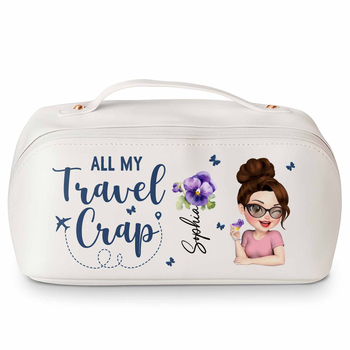 All My Travel Cr*p With Flowers And Cartoon Character