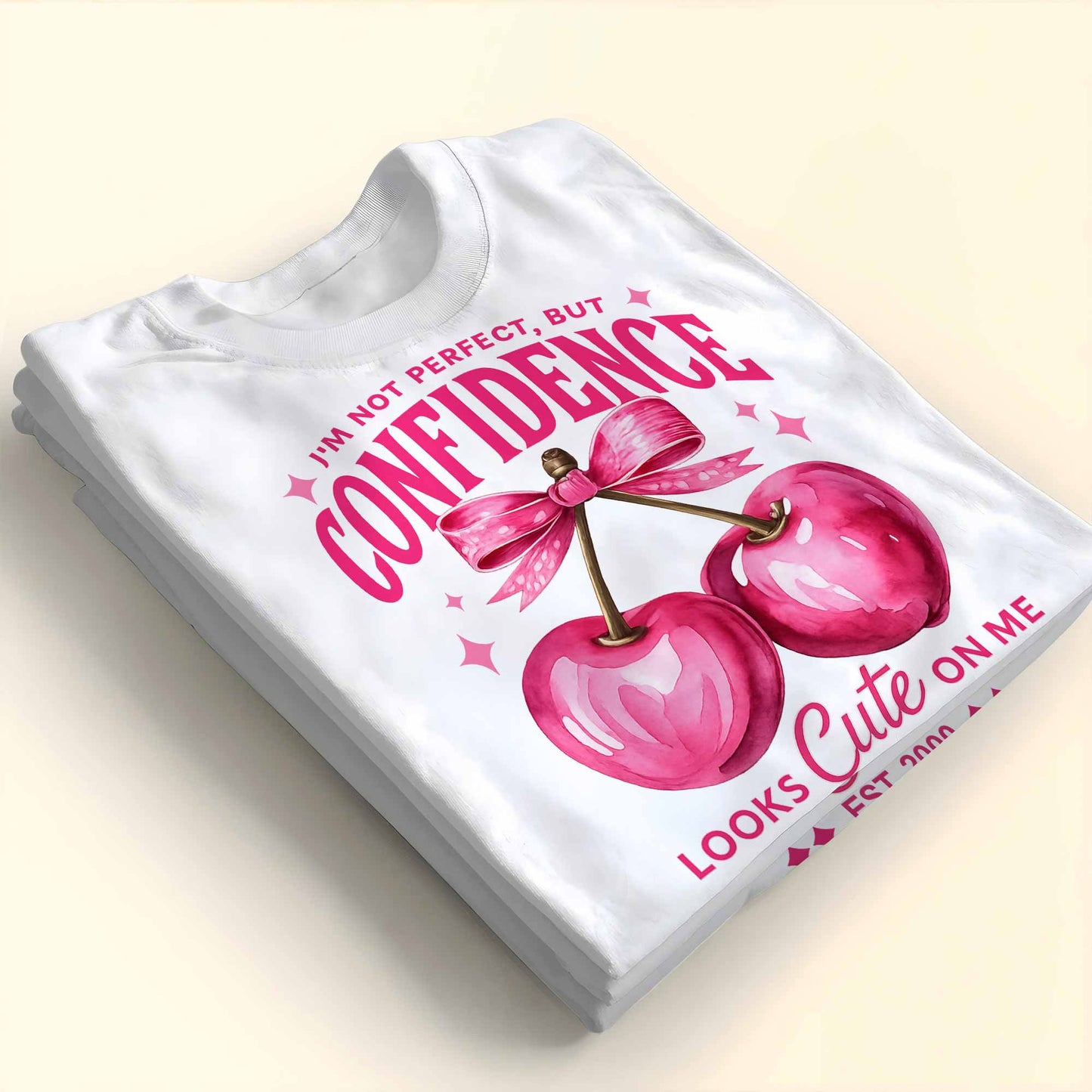 Confidence Looks Cute Cherries Bow Design