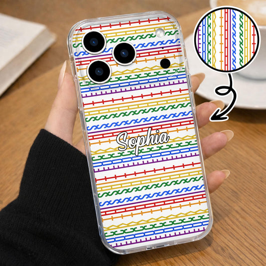 Vibrant Mexican Serape Pattern With Custom Name And Colorful Stripes - Personalized Clear Phone Case - DTG081_PHC