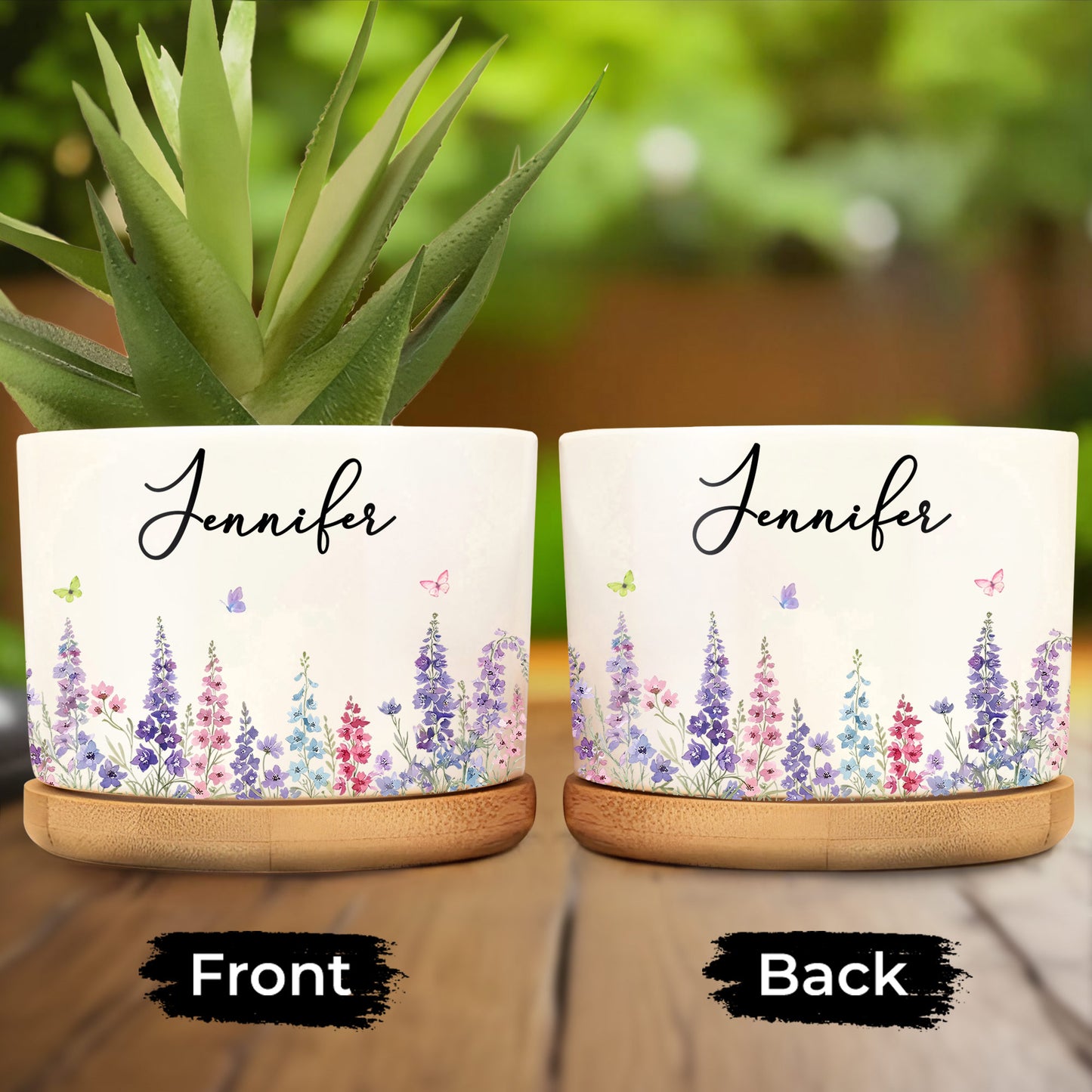 Garden Of Love And Blooming Flowers With Custom Birth Month Flowers - Personalized Ceramic Plant Pot - DTG092_CEP