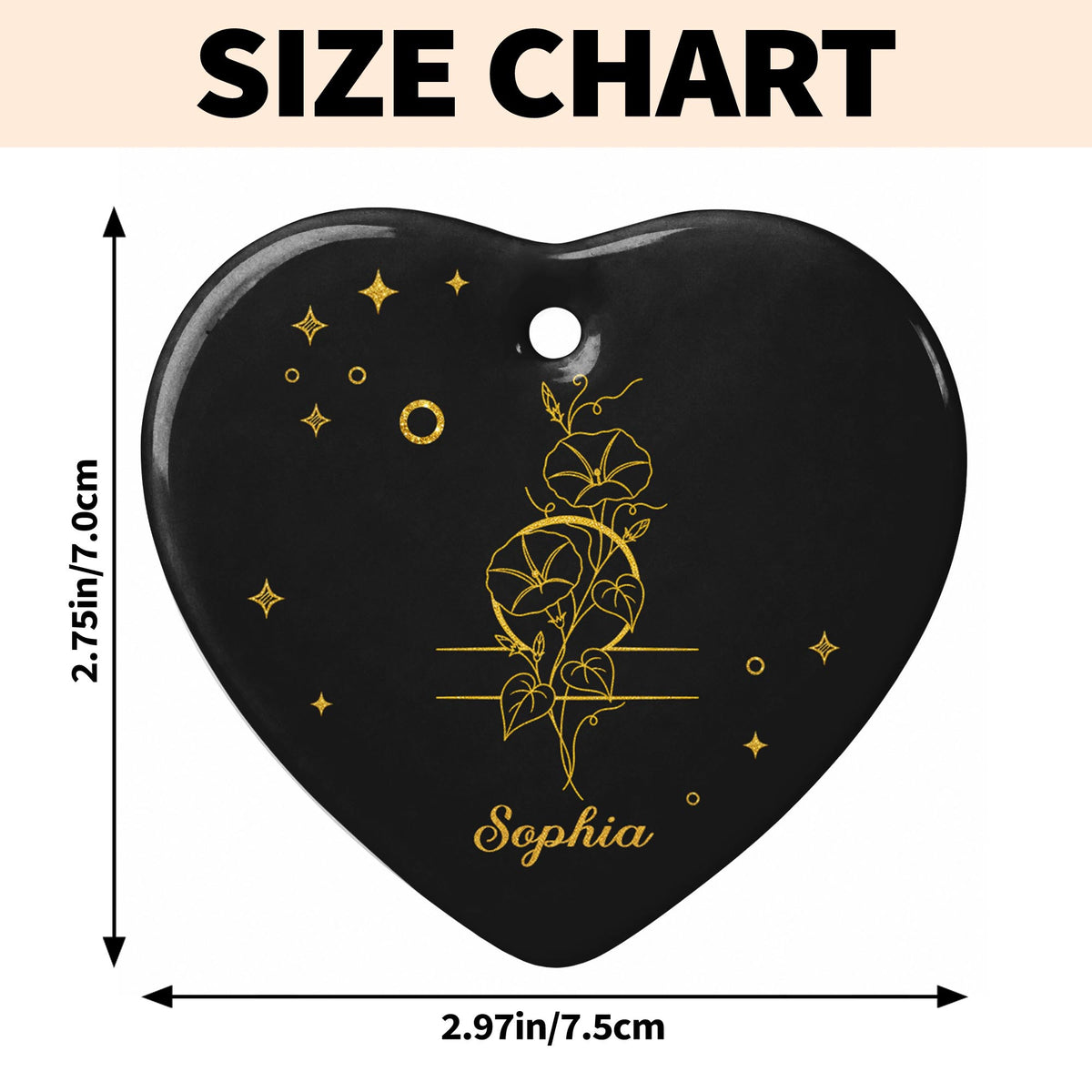 Zodiac Virgo Sign With Birth Month Flowers And Stars - Personalized Custom Ceramic Ornament With Heart Shape - DTG170_HCE