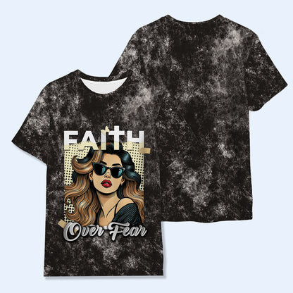 FAITH OVER FEAR - Personalized Custom Unisex All-Over Printed T-Shirt - QCUS013_3T