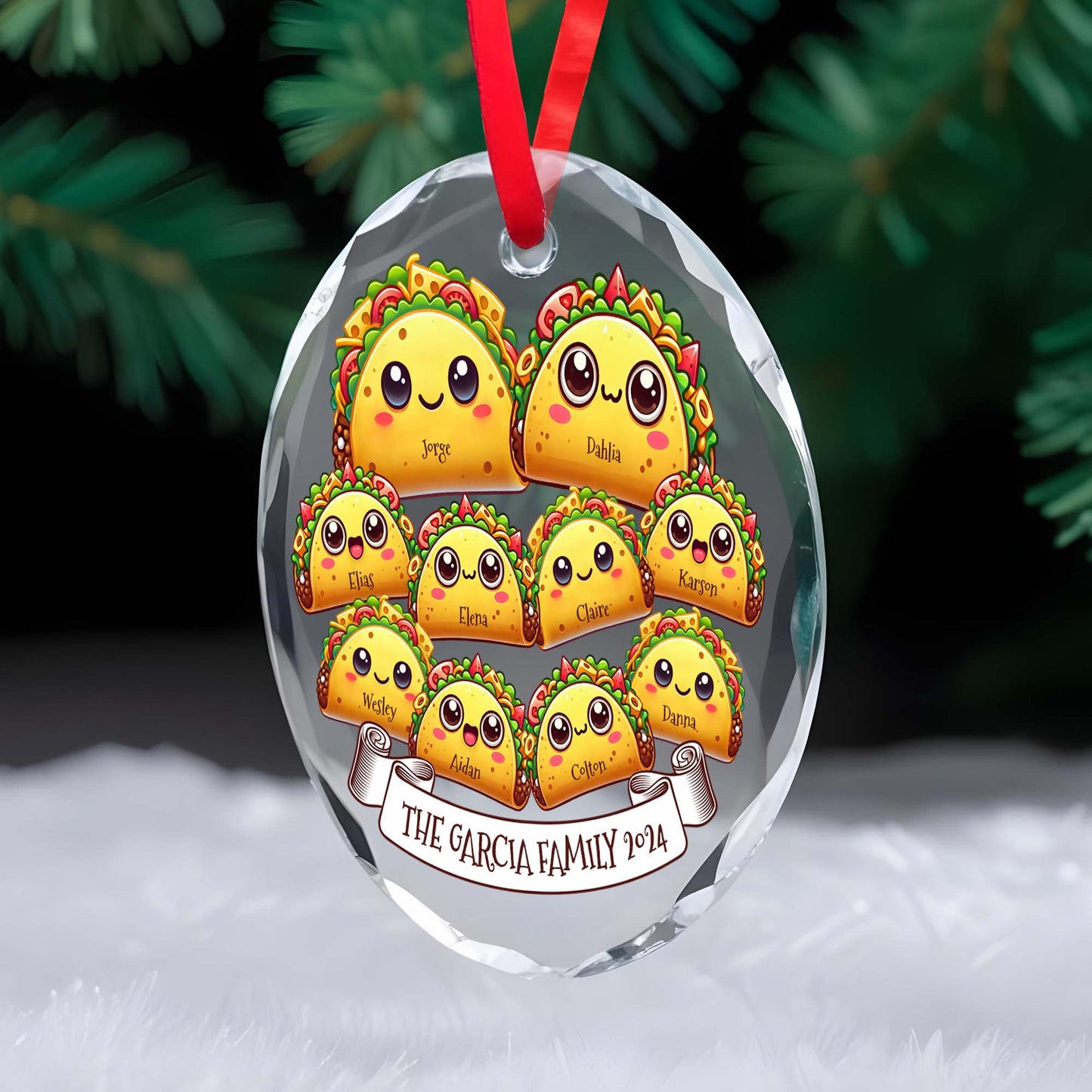 The Garcia Family Custom Glass Ornament
