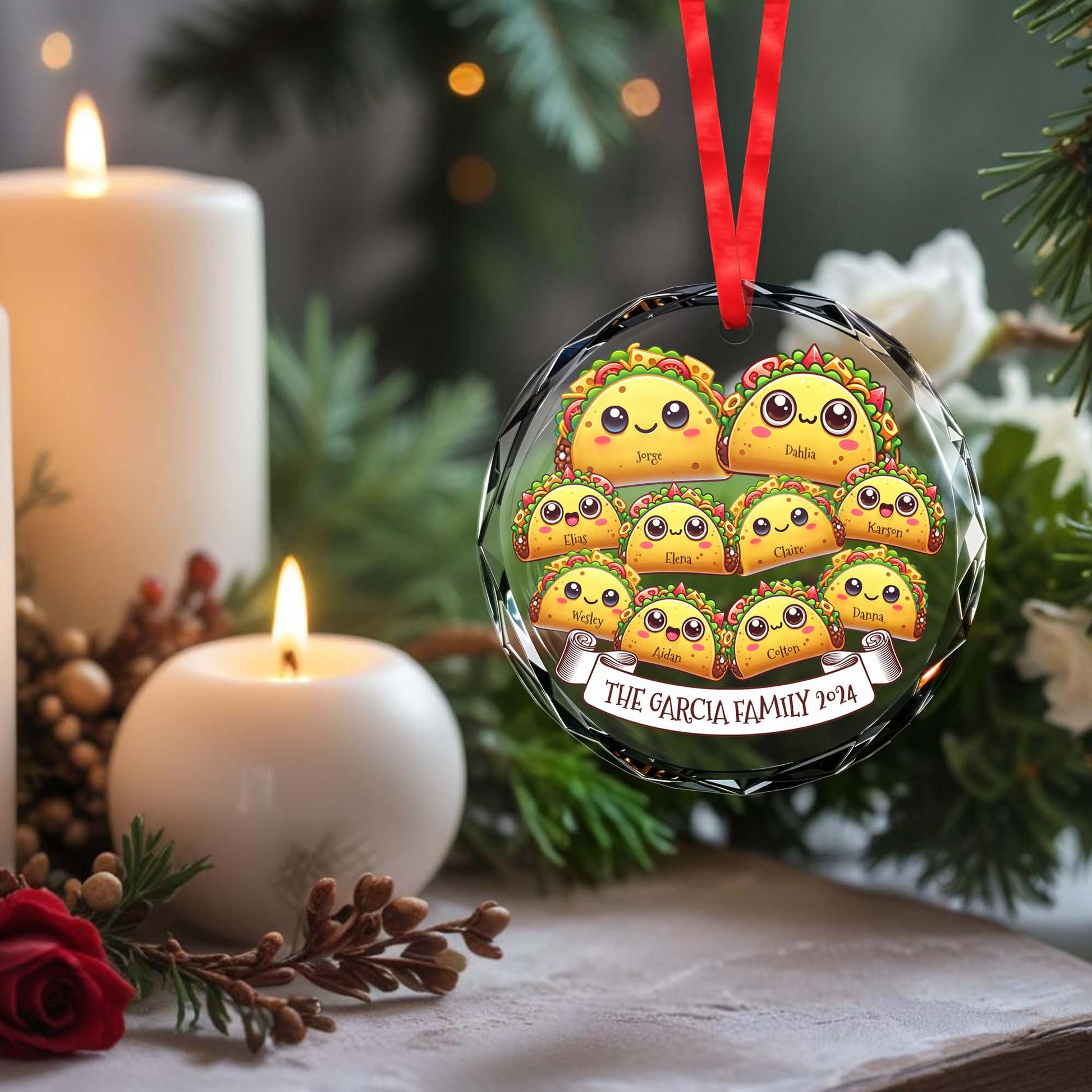 The Garcia Family Custom Glass Ornament