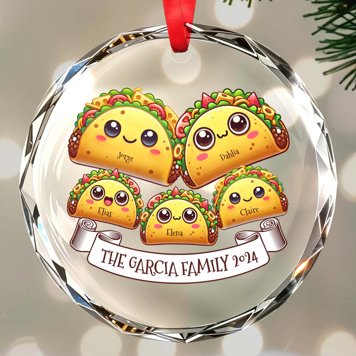 The Garcia Family Custom Glass Ornament