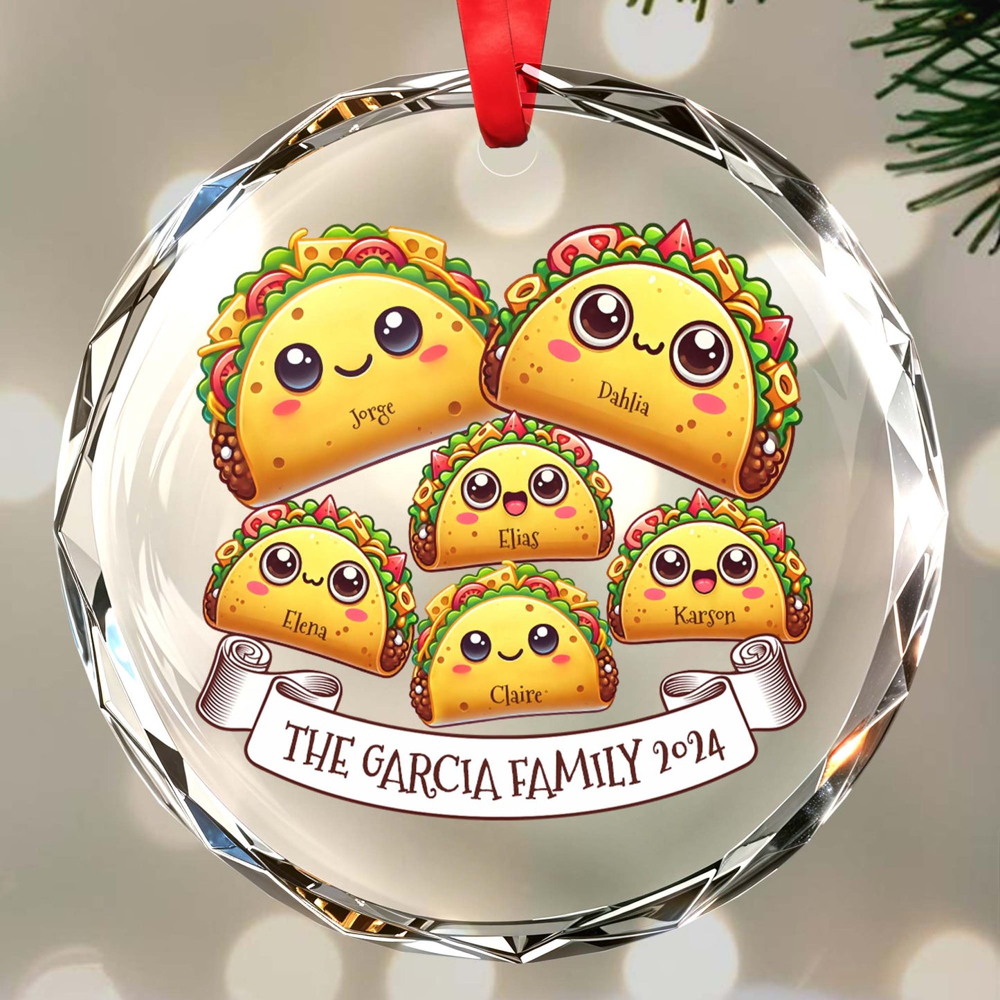 The Garcia Family Custom Glass Ornament