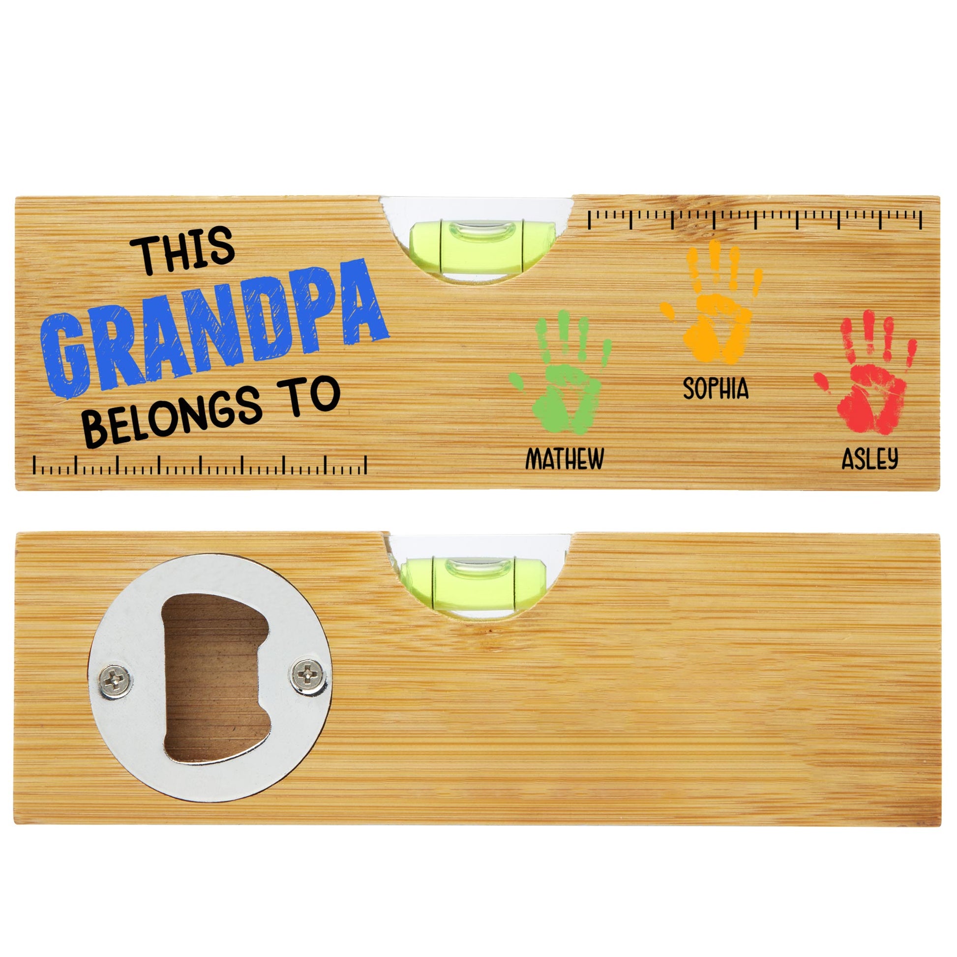 This Grandpa Belongs To, Handprints, Bottle Opener, Spirit Level