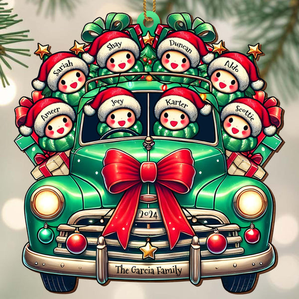 Wishing You A Merry Christmas With Vintage Car And Festive Decor