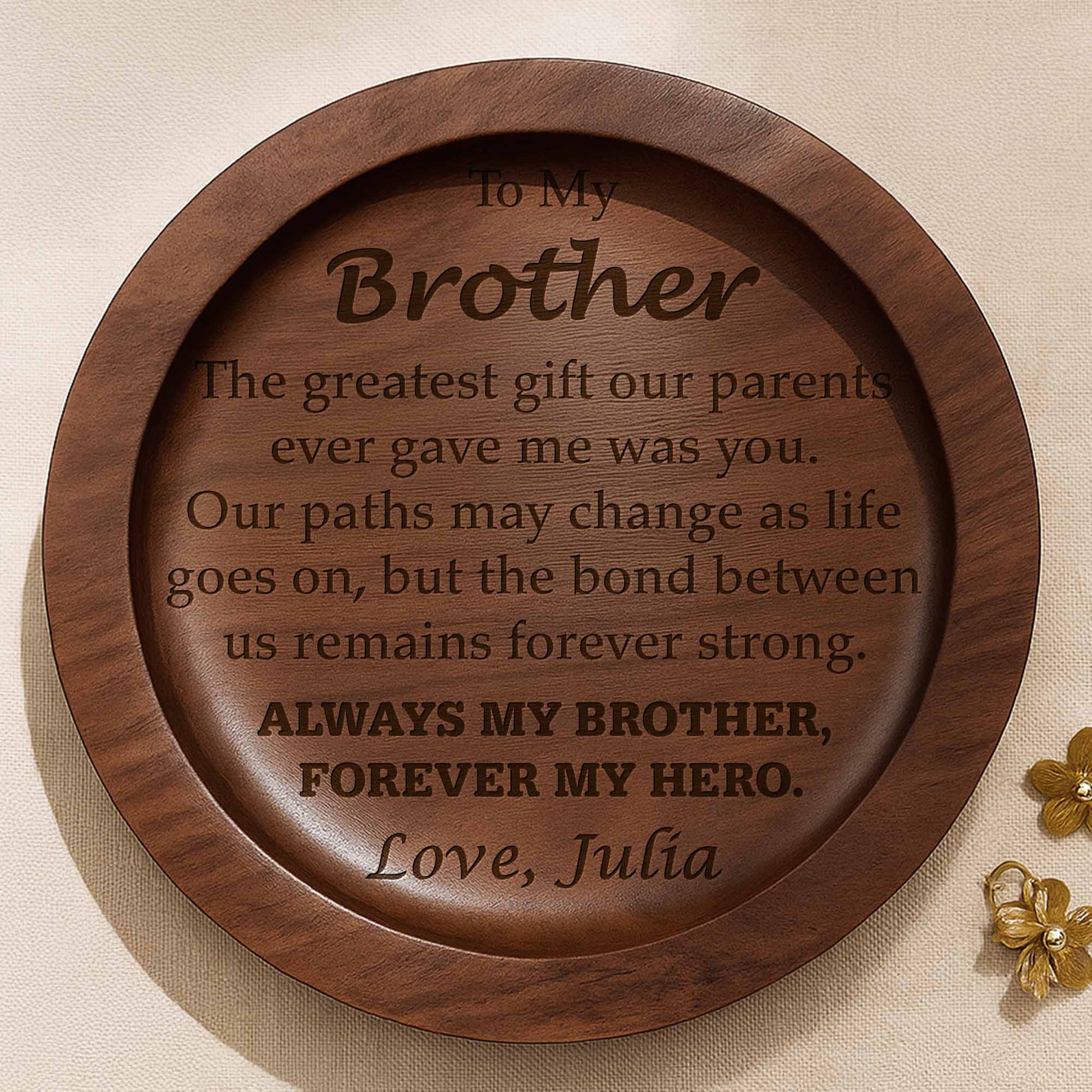 To My Brother, The Greatest Gift, Wood Ring Dish