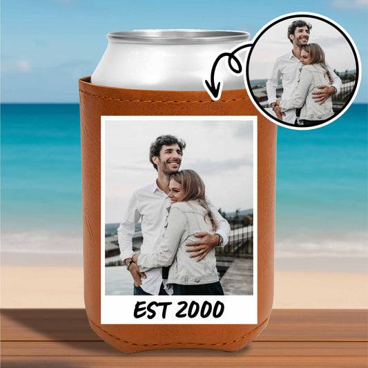 Capture Your Special Moments - Personalized Leather Can Cooler - FAM058_LECOO