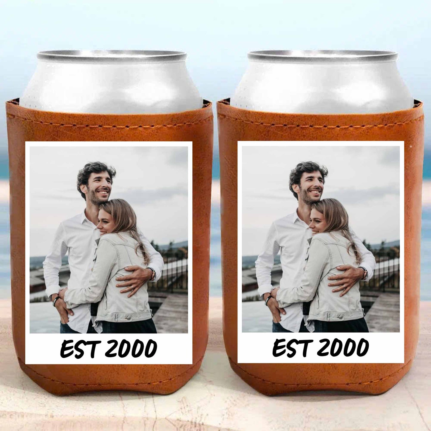 Capture Your Special Moments - Personalized Leather Can Cooler - FAM058_LECOO