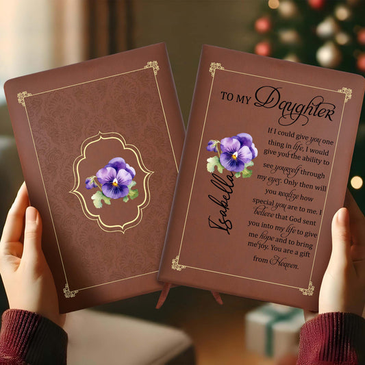 A Gift From Heaven With Beautiful Flowers - Personalized Custom Leather Journal - FAM071_JRNL