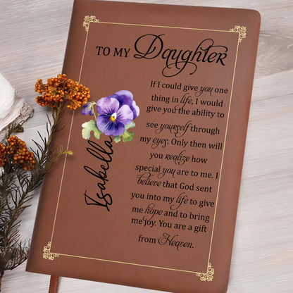 A Gift From Heaven With Beautiful Flowers - Personalized Custom Leather Journal - FAM071_JRNL
