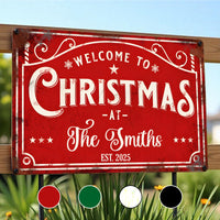 Bienvenidos a la Navidad en [Apellido familiar] - Letrero metálico personalizado - FAM072_MSIGN