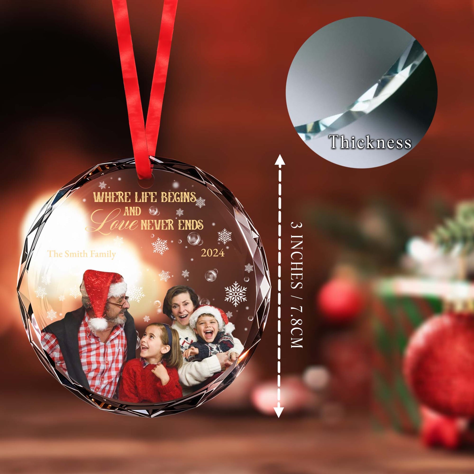 Where Life Begins And Love Never Ends Family Photo Ornament