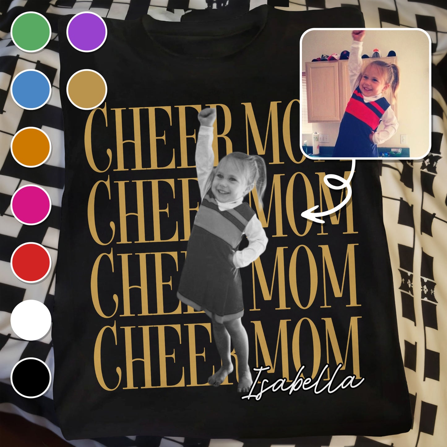 Cheer Mom Personalized Photo And Custom Name Design - Personalized Custom Unisex T-shirt, Hoodie - FAM1103_BBAS