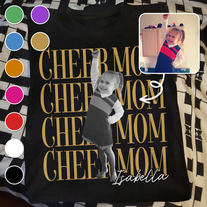 Cheer Mom Personalized Photo And Custom Name Design - Personalized Custom Unisex T-shirt, Hoodie - FAM1103_BBAS