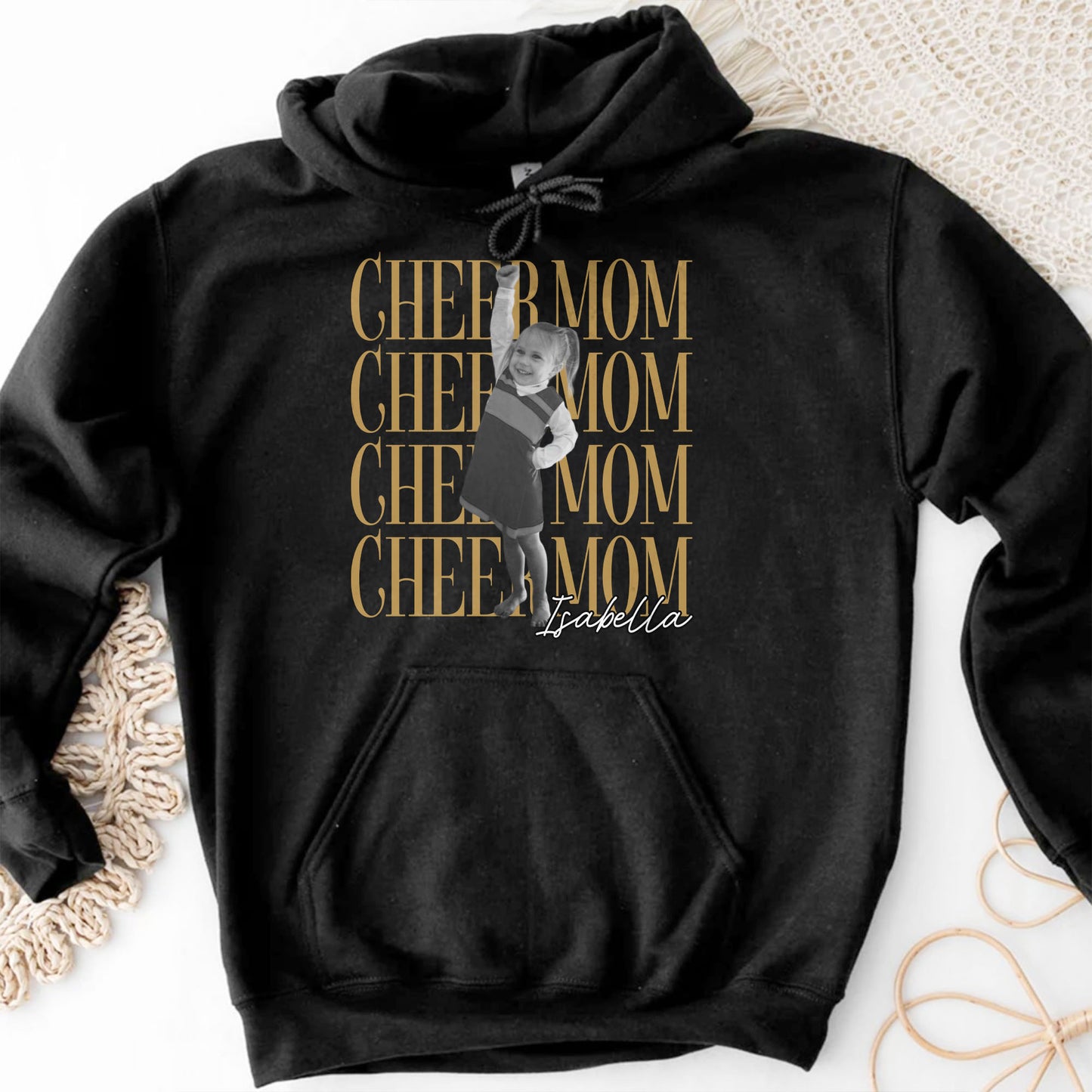 Cheer Mom Personalized Photo And Custom Name Design - Personalized Custom Unisex T-shirt, Hoodie - FAM1103_BBAS