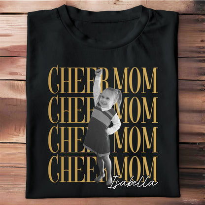Cheer Mom Personalized Photo And Custom Name Design - Personalized Custom Unisex T-shirt, Hoodie - FAM1103_BBAS