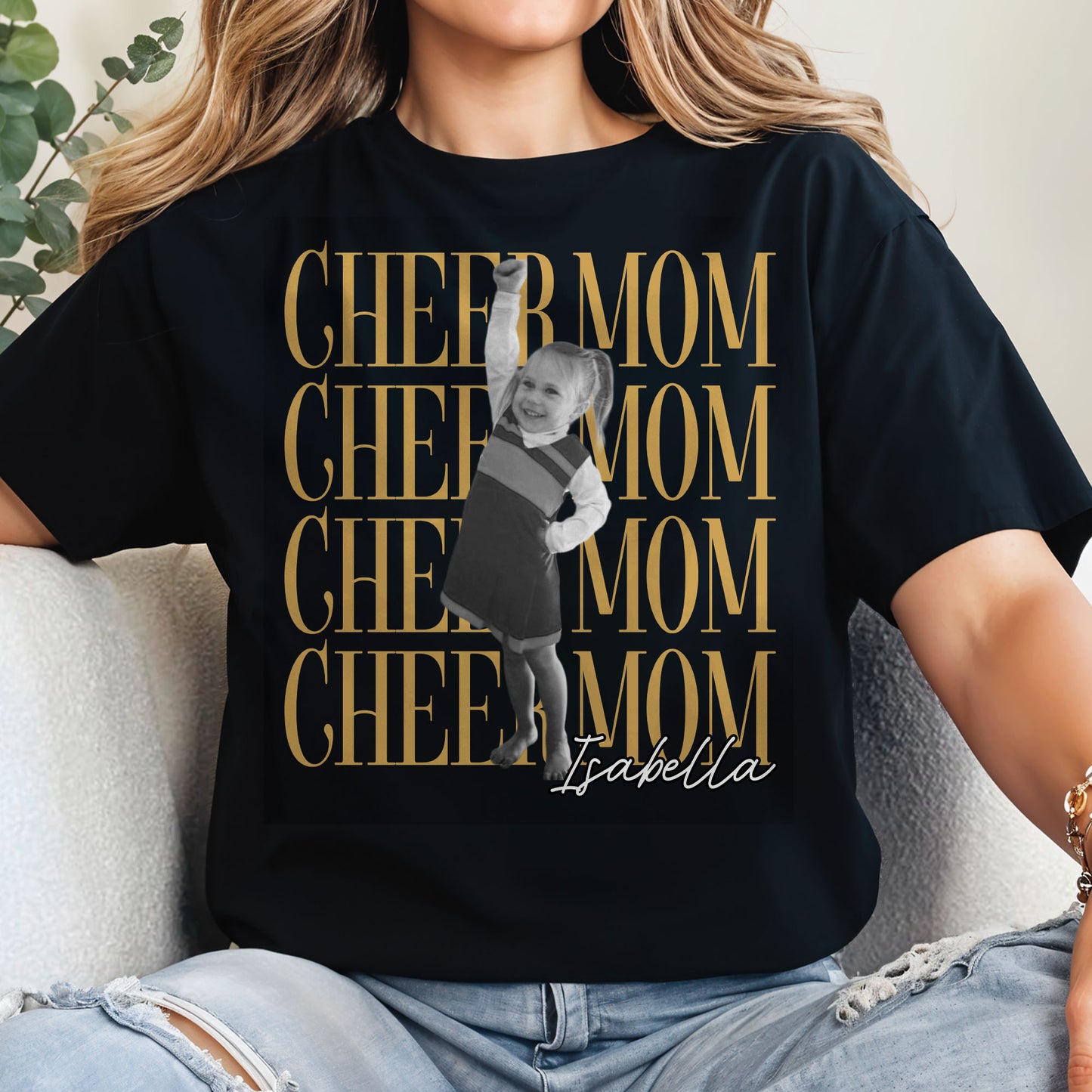 Cheer Mom Personalized Photo And Custom Name Design - Personalized Custom Unisex T-shirt, Hoodie - FAM1103_BBAS