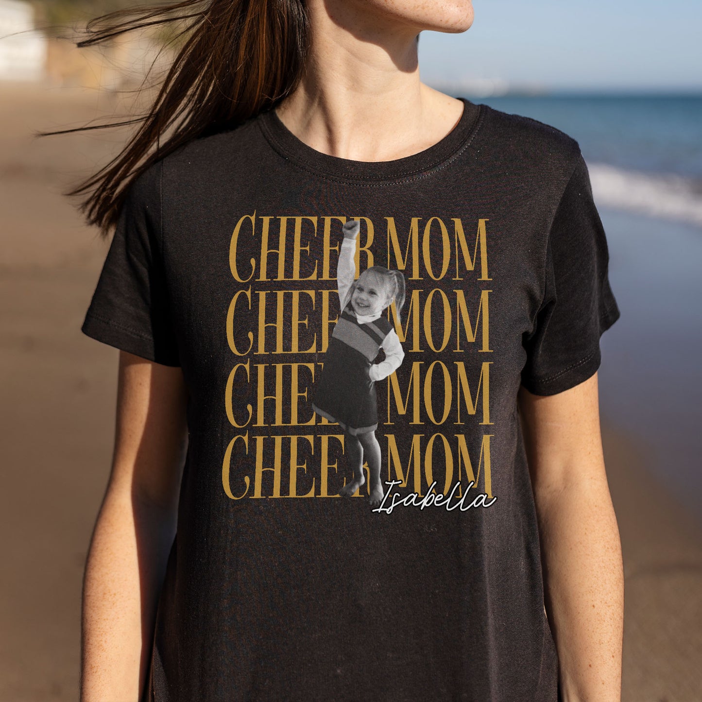 Cheer Mom Personalized Photo And Custom Name Design - Personalized Custom Unisex T-shirt, Hoodie - FAM1103_BBAS