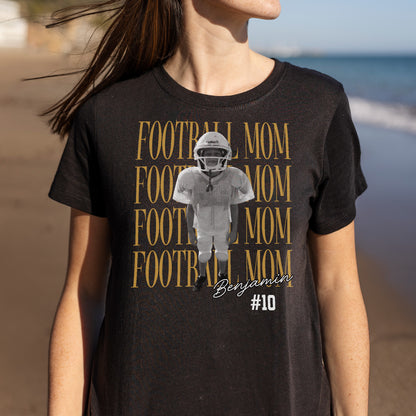 Football Mom Custom Photo T-shirt With Football Player Design - Personalized Custom Unisex T-shirt, Hoodie - FAM1104_BBAS