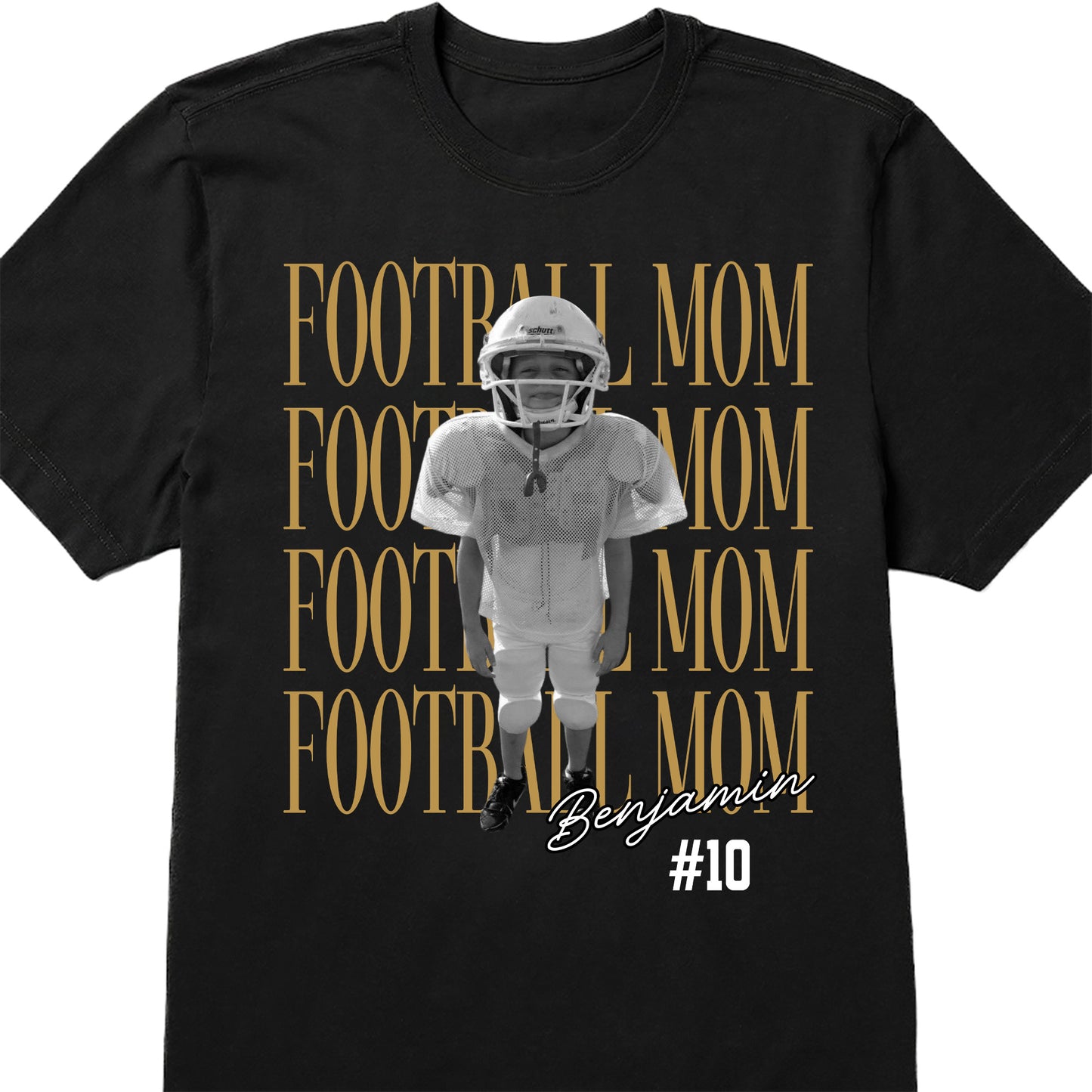 Football Mom Custom Photo T-shirt With Football Player Design - Personalized Custom Unisex T-shirt, Hoodie - FAM1104_BBAS