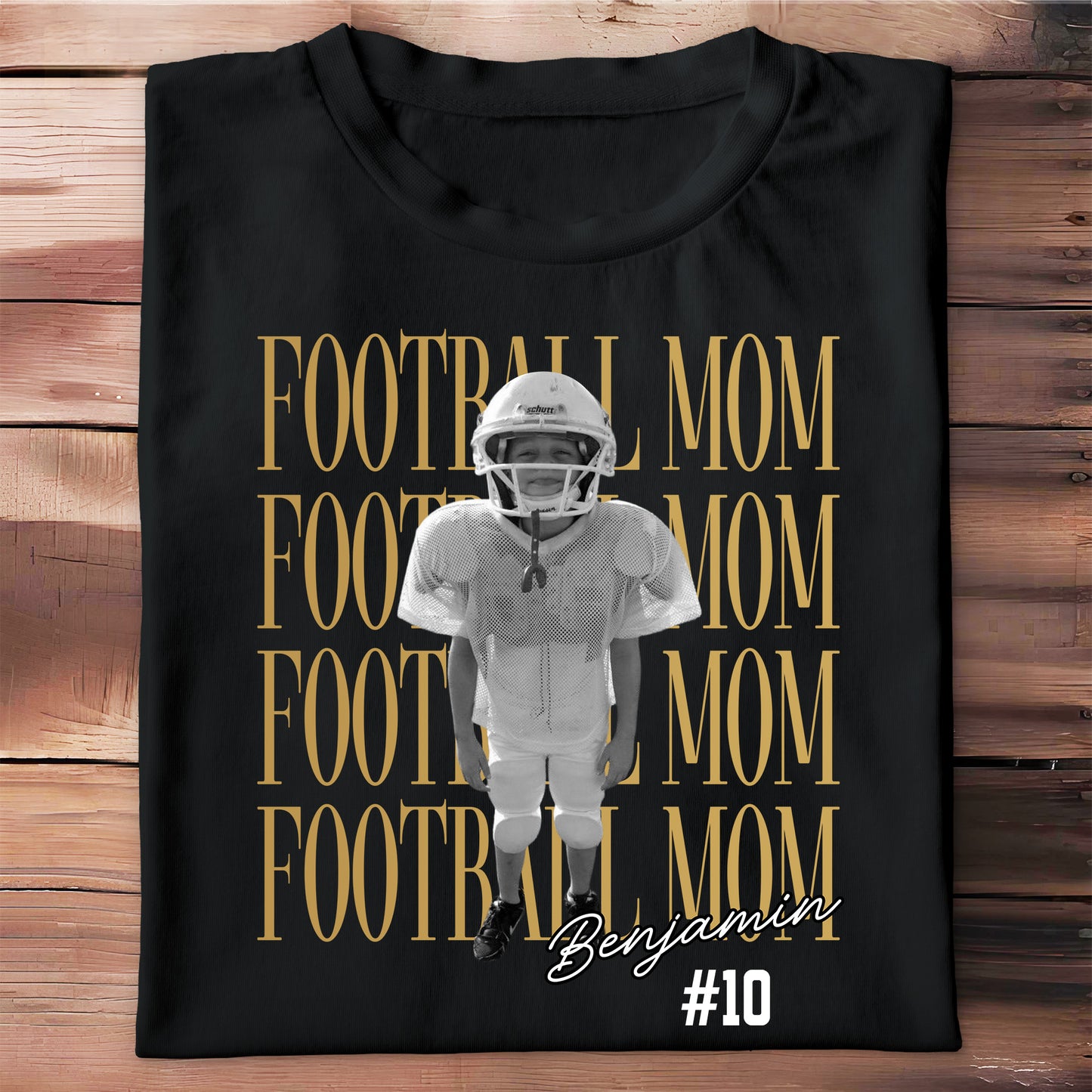 Football Mom Custom Photo T-shirt With Football Player Design - Personalized Custom Unisex T-shirt, Hoodie - FAM1104_BBAS